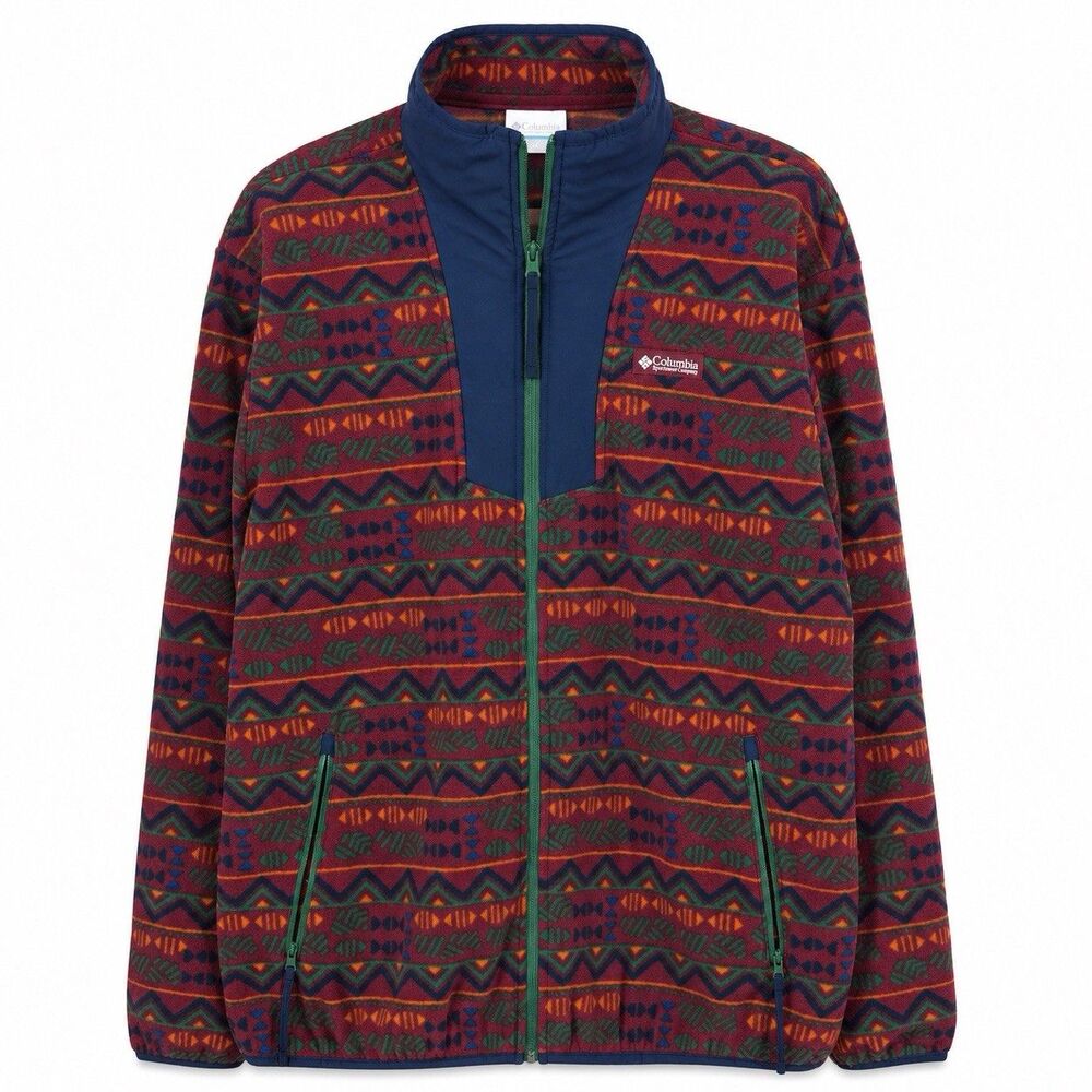 Columbia Southwestern Fleece Jacket Mens 1X Retro Aztec Outdoor Camping Hiking